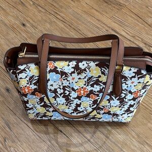 Tory Burch Brown Floral Tote